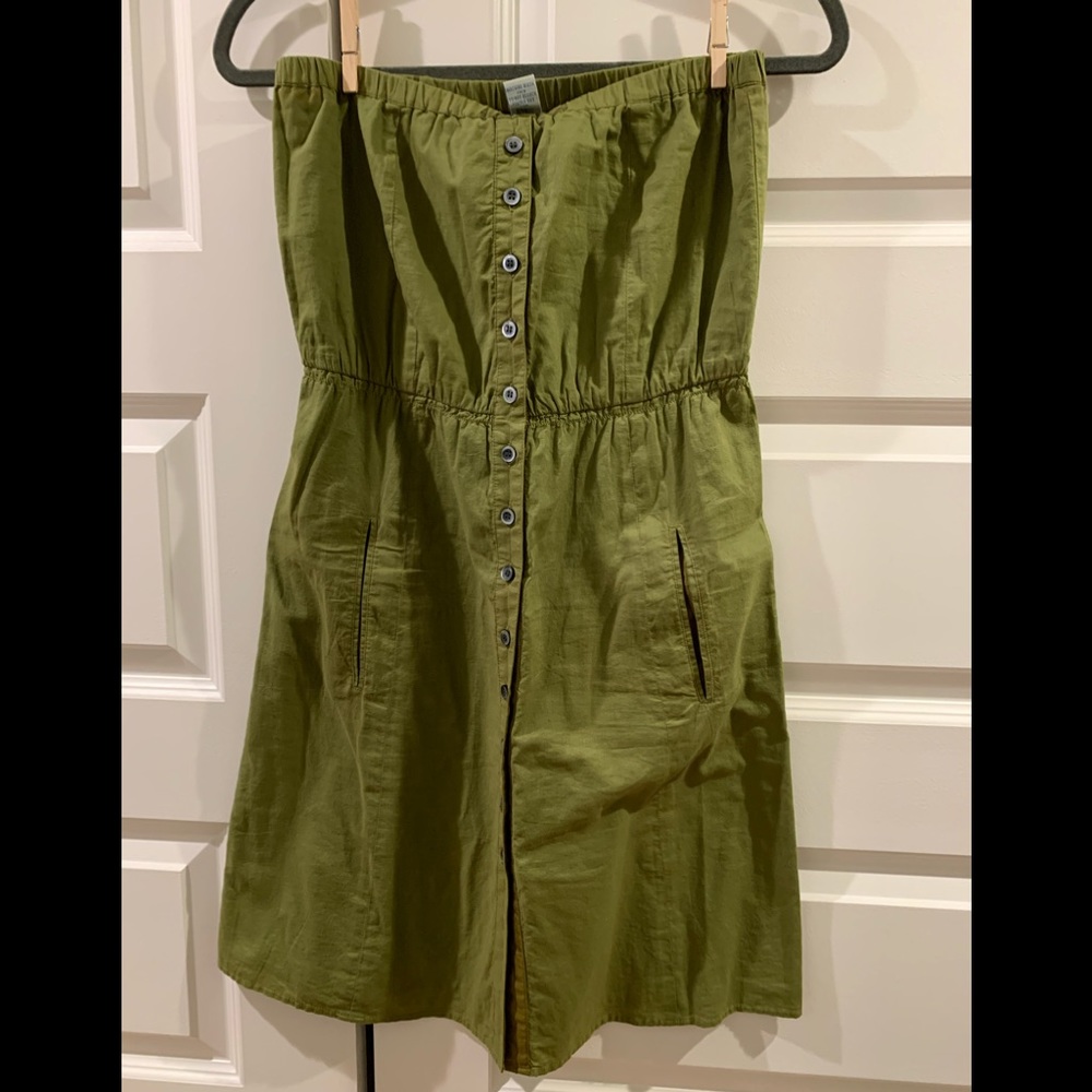Olive green tube dress with pockets